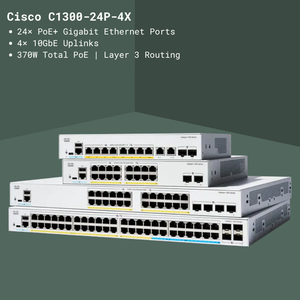 สวิตช์อีเธอร์เน็ต 24 พอร์ต รุ่นใหม่ล่าสุด C1300-24P-4X Catalys 1300 Series พร้อมพอร์ตไฟเบอร์ POE SFP ความเร็ว 10/100/1000 Mbps - Product Image 2