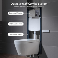 WC intelligent mural automatique avec double chasse, fonction bidet, siège chauffant, séchoir, chasse par capteur, réservoir encastré et système à siphon