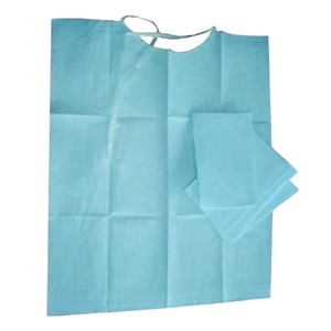 Bavoirs chirurgicaux pour dentiste avec cravate Tablier dentaire jetable bleu 2 plis pour patients - Product Image 2
