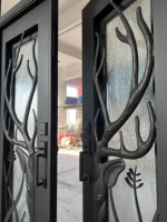 Porte de sécurité moderne en acier épais, décorée d'un motif de cerf exquis, anti-effraction, pour villas, entrée extérieure durable