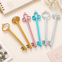 Stylo à encre noire fantaisie, design clé rétro, corps léger en plastique, écriture fluide, en stock, idéal pour cadeau étudiant, fournitures de papeterie en gros