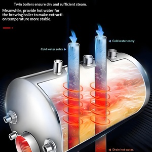 Macchina da Caffè Commerciale in Acciaio Inox, Vendita Diretta dalla Fabbrica, Estrazione ad Alta Pressione Italiana per Espresso, Latte e Tè, per Caffetterie - Product Image 4