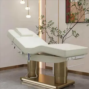 Hot Sale Beauty Shop Salon Möbel goldene Edelstahl Basis Massage tisch Beauty Spa elektrische Gesichts bett