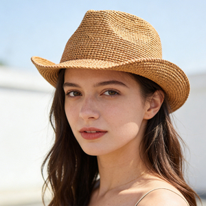 Chapeau de voyage en <span class=keywords><strong>raphia</strong></span> naturel tressé à la main, tendance été 2025, chapeau de cowboy en crochet, chapeau de <span class=keywords><strong>plage</strong></span> - Product Image 3