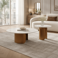 Ensemble de tables basses rondes contemporaines pour salon, table basse de luxe en acier inoxydable doré pour la maison