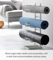 Support de rangement en acier pour tapis de yoga et rouleaux en mousse, avec crochets pour accessoires de fitness