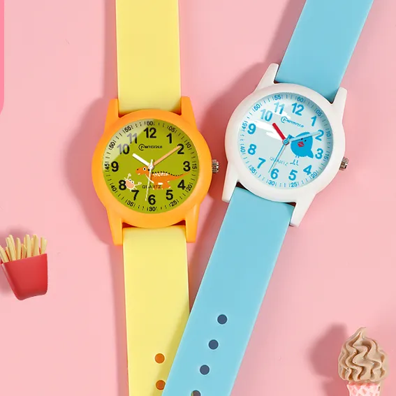 Reloj de cuarzo para niños, pulsera analógica de Color con logotipo personalizado, venta al por mayor, novedad