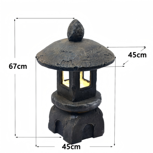 Lanterne <span class=keywords><strong>solaire</strong></span> de jardin en pierre de pagode <span class=keywords><strong>japonaise</strong></span>, lampe LED extérieure en résine, étanche, pour aménagement paysager, décoration zen pour patio - Product Image 2