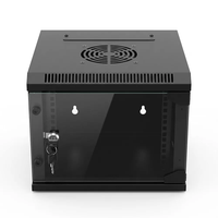 Kabinet Jaringan Dinding 10 Inci, Rak Server Mini SOHO Ringkas dengan Pintu Kaca Tempered & Panel Samping yang Dapat Dilepas