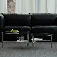 Table basse en verre trempé et acier inoxydable de luxe, design industriel, haute qualité, pour la maison et la salle à manger (vente en gros)