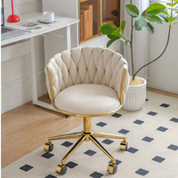 Chaise de bureau d'ordinateur de luxe légère et dorée en tissu moderne tabouret de chambre à coucher pour la maison pour la coiffeuse d'ancre
