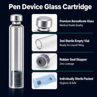 Cartouche en verre borosilicate de 3 ml, stérile, à bouchon à vis scellé, écologique, biodégradable, avec logo personnalisé, emballage universel