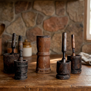 Ensemble mortier et pilon en bois faits à la main, outil de broyage d'herbes et d'épices, ustensile de cuisine manuel - Product Image 3