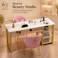 Ensemble moderne de table et de chaises de manucure en fer pour salons de manucure et bars à ongles - Options simple/double