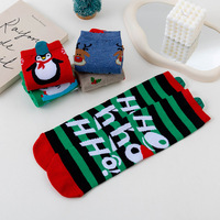 Chaussettes d'hiver personnalisées OEM pour Noël, motif Père Noël et Bonhomme en pain d'épices, respirantes, tricotées, mi-mollet, pour femme, antidérapantes, usage quotidien