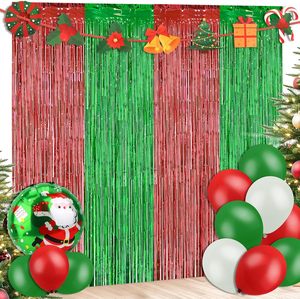 Cortina de Flecos Metálicos en Forma de Campana Navideña, Rojo, Blanco y Verde, Decoración para Fiestas, Personalizable - Product Image 6
