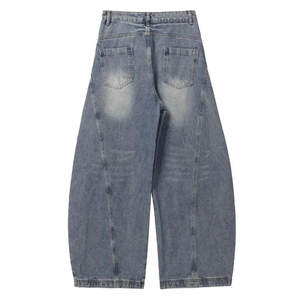 Jeans a <span class=keywords><strong>palloncino</strong></span> in cotone 100% personalizzati di alta qualità per uomo moda Streetwear con <span class=keywords><strong>pantaloni</strong></span> larghi e stile lavato per l'inverno - Product Image 3