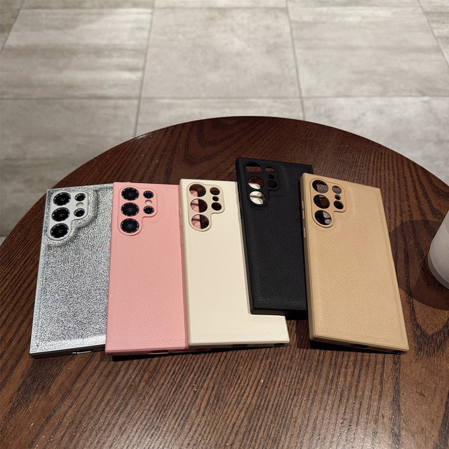 Simple Luxury Leather Phone Case Lychee Texture Full Protective Cover for Samsung S26 Ultra S25 S24 S23 5G