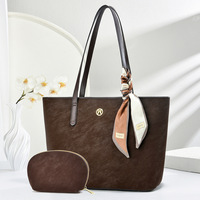 Nouveaux sacs à main pour femmes de grande capacité, design foulard en soie, style tendance, sacs fourre-tout en cuir PU avec pochette, sacs à bandoulière pour femmes