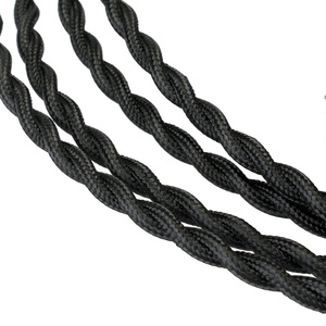 18-jauge <span class=keywords><strong>Noir</strong></span> Tordu <span class=keywords><strong>Tissu</strong></span> Couverts Anciens Industrielle Électrique Fil 0.75*2 Core Vintage Style <span class=keywords><strong>Tissu</strong></span> Lampe/Pendentif Cordon Câble - Product Image 4