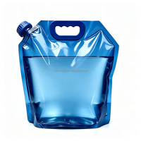 Poche souple transparente bleue de 10 L avec poignée en plastique durable, bec verseur grande capacité, facile à remplir pour eau et liquides