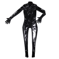 Combinaison intégrale mode pour femme en latex et PU brillant, sexy, à col montant, effet gainant, pour la scène et la danse en boîte de nuit