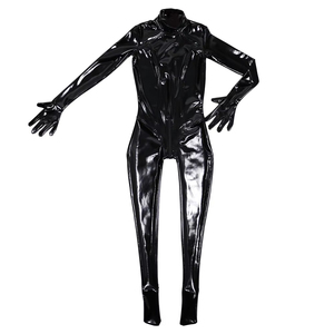 <span class=keywords><strong>Combinaison</strong></span> intégrale mode pour femme en <span class=keywords><strong>latex</strong></span> et PU brillant, sexy, à col montant, effet gainant, pour la scène et la danse en boîte de nuit - Product Image 6