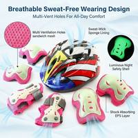 Ensemble de protection fluorescent phosphorescent pour enfants (garçons/filles) en PC/EPS – Patinage à roulettes/Vélos en ligne/Vélos d'équilibre/Hiver