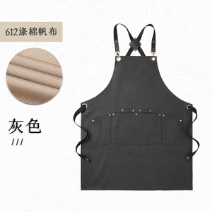 Delantal de Algodón con Correa para el Hombro, Gris, Impermeable, Uniforme para Restaurante o Bar, Color Sólido, Impresión Digital, Logotipo Personalizado - Product Image 2