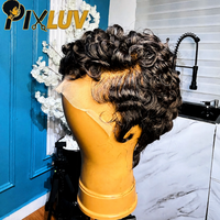 Perruque Lace Front HD 13x4 en cheveux naturels, coupe pixie courte, pré-épilée, à couches, sans colle, pour femmes noires