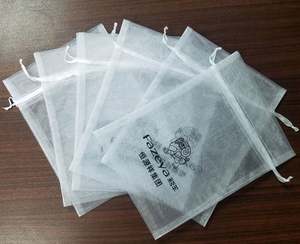 Sacs en organza rose pâle de haute qualité en gros, petits sacs à cordon pour bijoux, articles divers, avec ruban et logo - Product Image 5