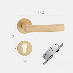 Luxury Zinc Alloy Brushed Brass Wood <strong>Door</strong> Handle with Lock for House Decoration - Product Image 3