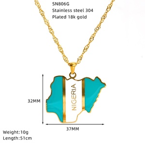 HB0703 Collier pendentif carte <span class=keywords><strong>du</strong></span> monde en acier inoxydable plaqué or 18 carats avec breloque drapeau émaillé, bijoux patriotiques, vente en gros - Product Image 6