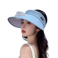 Sombrero con Visera y Ventilador Recargable por USB, Viento Fuerte, Protección Solar, Ligero, Transpirable, con Borde Abierto