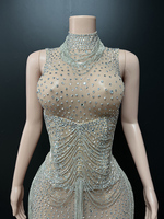 Novance Y2878 Robes de Cocktail Sexy pour Femmes 2026 Nouvelle Collection Col Montant Sans Manches Strass Vêtements d'Été pour Femmes
