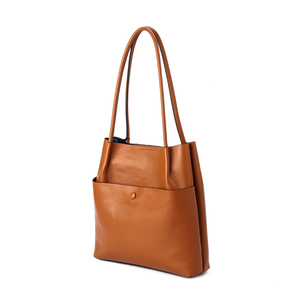 Sac seau en cuir de vachette de première qualité, sac fourre-tout en cuir véritable souple brun, grand sac composite léger, RFID - Product Image 2