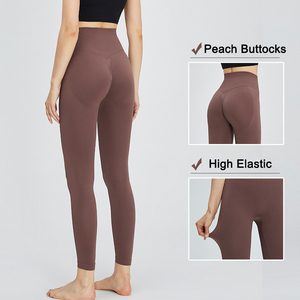 Leggings da Yoga personalizzati a vita alta da palestra senza cuciture anteriori Activewear collant da allenamento Scrunch Booty Hip Rise pantaloni da Yoga per le donne 5 pezzi - Product Image 2