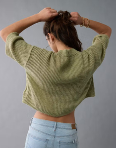 Áo cardigan <span class=keywords><strong>mohair</strong></span> ngắn tay cổ tròn, dáng rộng, màu trơn, cài nút, chất liệu <span class=keywords><strong>mohair</strong></span> dệt kim ngắn, kiểu dáng giản dị - Product Image 3