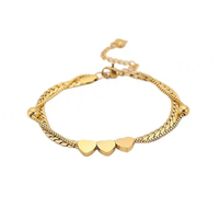 Pulsera de Acero Inoxidable Ajustable de Alta Calidad con Baño de Oro de 18k, Diseño de Corazón, para Mujer, Joyería de Moda para Regalo