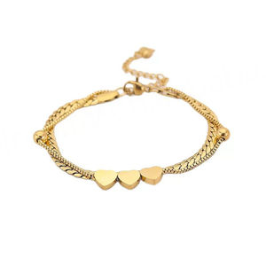 สร้อยข้อมือสแตนเลสสตีลชุบทอง 18k คุณภาพสูง ปรับขนาดได้ รูปหัวใจ สำหรับผู้หญิง แฟชั่น สร้อยข้อมือแบบโซ่ เหมาะสำหรับเป็นของขวัญ - Product Image 4