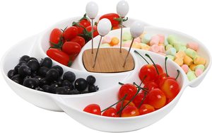 Nuevo Producto <span class=keywords><strong>2026</strong></span>: Bandeja Decorativa de Cerámica Blanca para Servir Aperitivos con Palillos para Comida y Soporte de Madera - Product Image 2