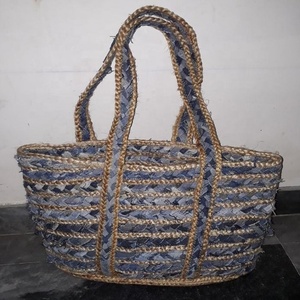 10F Jute Recycled Fabric Eco-friendly Handmade Braided Storage Baskets Natural Color Folded <b>Polybag</b> 100pcs Haryana - Product Image 5