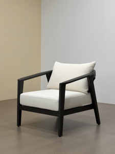 Modern Outdoor <b>Armchair</b> With <b>White</b> Cushions Aluminum Frame Waterproof One Seat Garden Sofa - Product Image 1