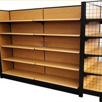 Étagère de présentation en bois sur mesure, rayonnage de supermarché à double face en métal