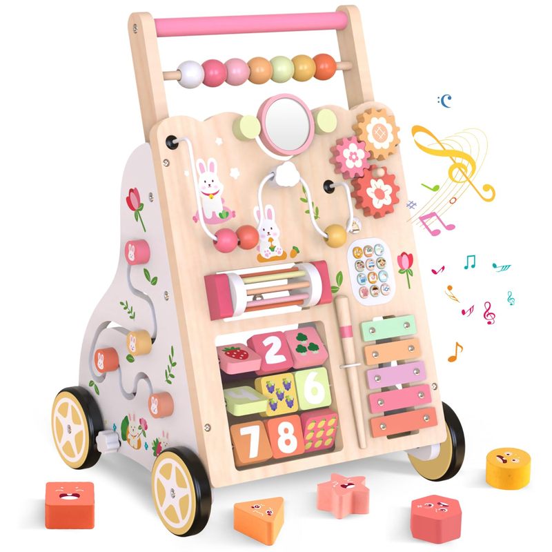 Multifunctional Adjustable Wooden Baby Push Activity