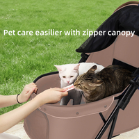 Poussette pliable de luxe OEM pour animaux de compagnie, légère, grande capacité avec panier de rangement pour les voyages en plein air, chats et chiens