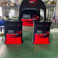 Présentoir de comptoir d'exposition personnalisé Table Pop Up pliable en alliage d'aluminium pour salons professionnels Table de promotion publicitaire avec cadre pour événement