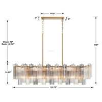 Lustre rectangulaire de luxe, finition dorée, treillis, verre clair épais, lustre pour table à manger, salon, restaurant, villa