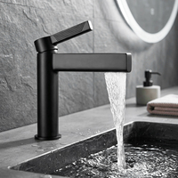 Robinet de salle de bain en laiton finition chromée, design moderne, garantie 2 ans, mitigeur monocommande à poser, eau chaude et froide, cartouche céramique