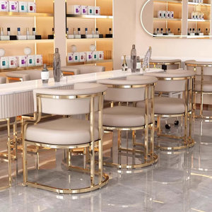 Silla de comedor de lujo de acero inoxidable dorado, sillón en forma de U de cuero PU, silla decorativa moderna para el hogar, restaurante, hotel - Product Image 2